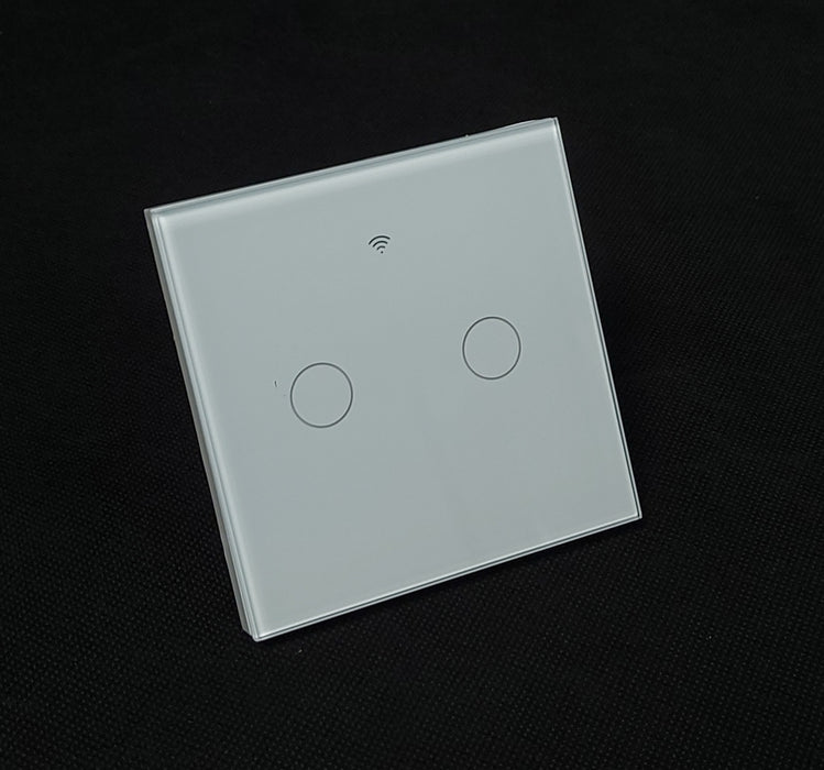 Smart WiFi Light Switch 2 Gang 1 Way – Glass Touch Panel, Alexa & App Control
