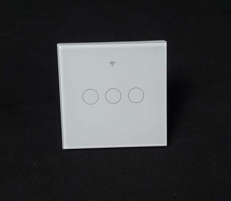 Smart WiFi Light Switch 3 Gang 1 Way – Glass Touch Panel, Alexa & App Control