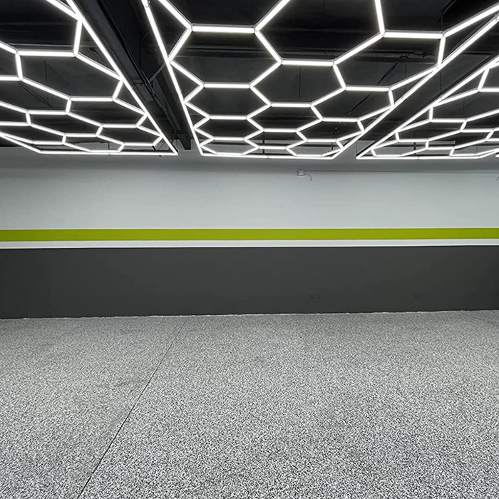 BrittLite Hexagon LED Lighting System – Modular 14-Panel Ceiling Light Grid (4860x2440mm)
