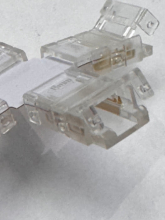 COB LED Strip Connector for 2-Pin Single Colour Strips, 8mm Width, Reusable, Ideal for Stairways and 4-Way Connections